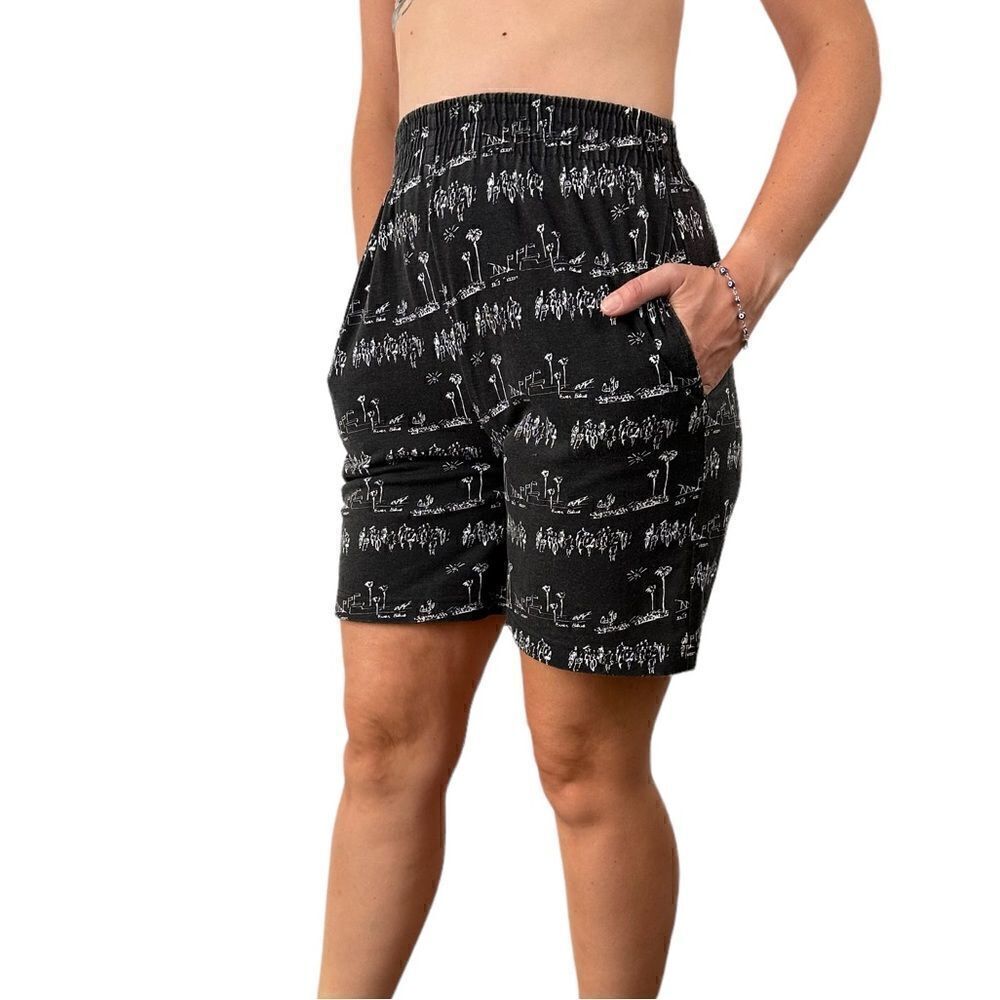 Vintage 80s All Over Print Beach High Waisted Shorts Size Small Made In USA
